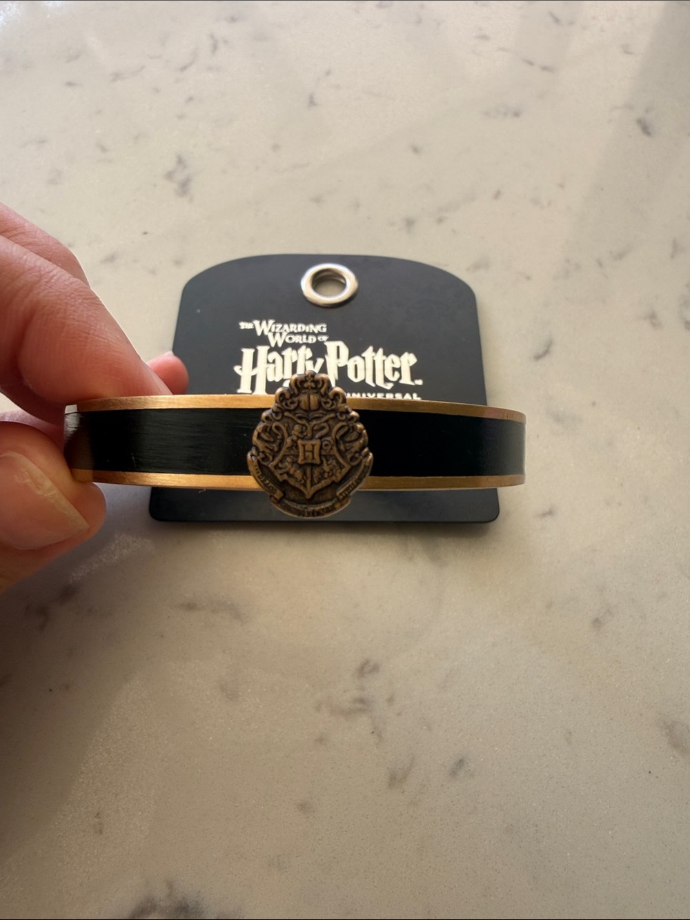 Warner Bros. Black and Gold Hogwarts Crest Choker Bracelet